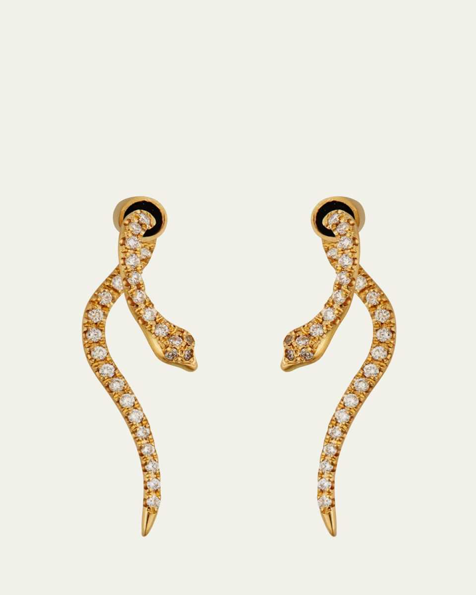 18K Yellow Gold Small Boa Earrings with Diamonds